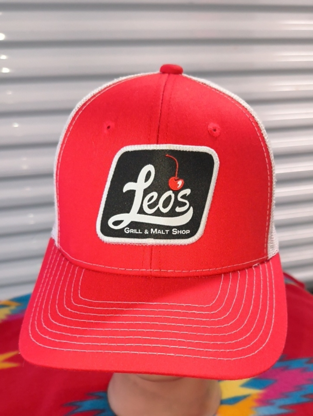 Leos Grill & Malt Shop Stitched Patch Trucker Mesh Snapback Hat Cap OSFM